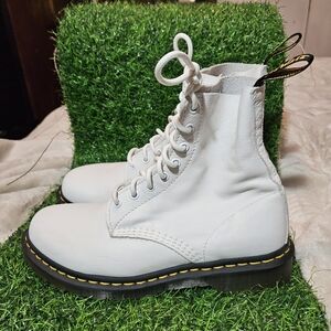 Dr. Martens White Lace-Up Ankle Boots